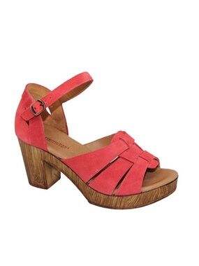 Eric Michael Coral Suede Ankle-Strap Wedge Sandal NWOT